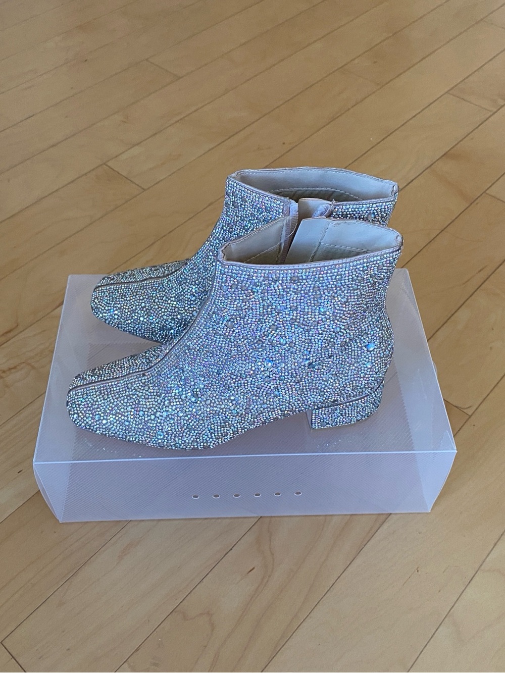 Betsey Johnson Girls' Iridescent Crystal-Embellished Ankle Boots